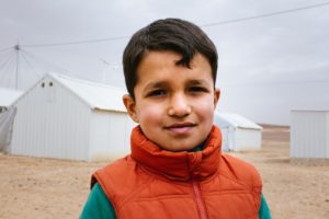 Hamza, 10, from Damascus, Syria, lives in Azraq Refugee Camp with his family.