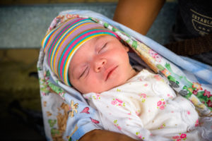 Photo: A baby at a government World Vision-supported clinic in Jamastran, Honduras. The clinic is supported by WV though medicines, water, and sanitation. ©2018 World Vision/photo by Jon Warren.