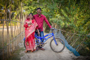 Couple with bicycle