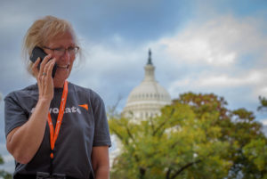 Woman calls Congress outside U.S. capitol building